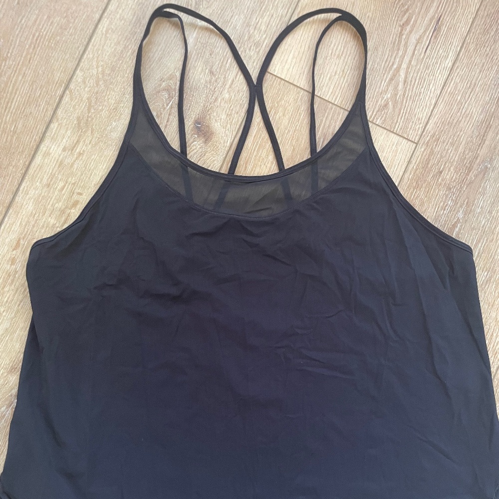 Lululemom Athletics Black Mesh Open Back top Size S
